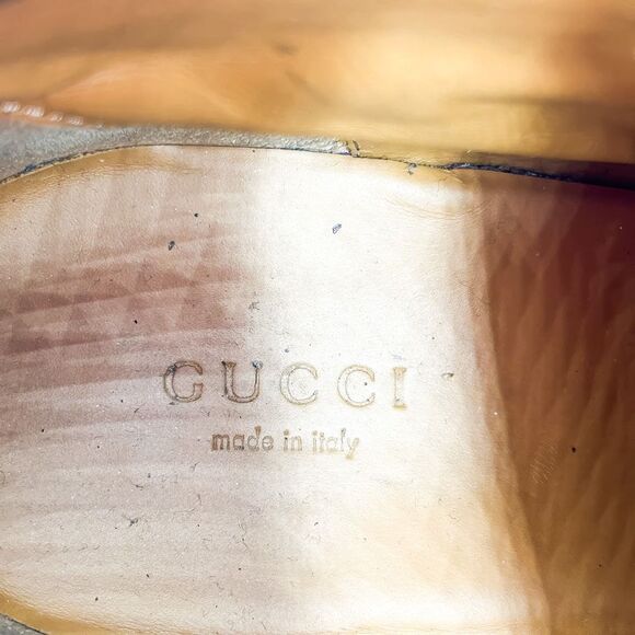 Gucci GG Web Stripe Lug Sole Black Leather Quebec Combat Boots Size 39, 9 - Picture 12 of 12